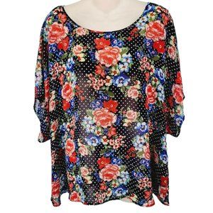 Torrid 2 Top Plus Size 2X Heer Floral Blouse Short Sleeve Shirt